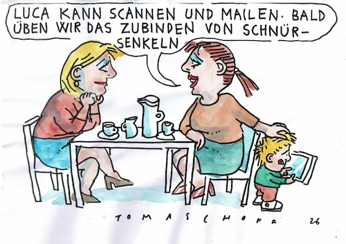 Cartoon: Bildung (medium) by Jan Tomaschoff tagged kind,soziale,medien,pc,handy,kind,soziale,medien,pc,handy