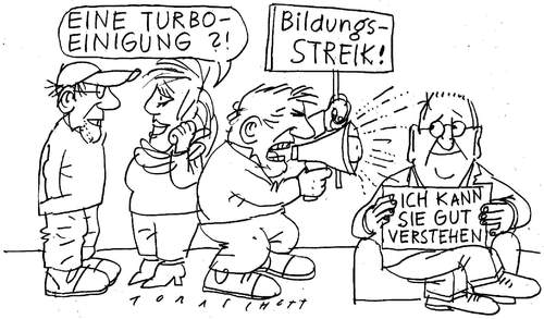 Cartoon: Bildungsstreik (medium) by Jan Tomaschoff tagged bildungsstreik,studenten,unis,studium,studiengebühren,bachelor