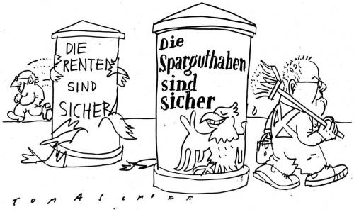 Cartoon: Blüm und Steinbrück (medium) by Jan Tomaschoff tagged sparguthaben,renten