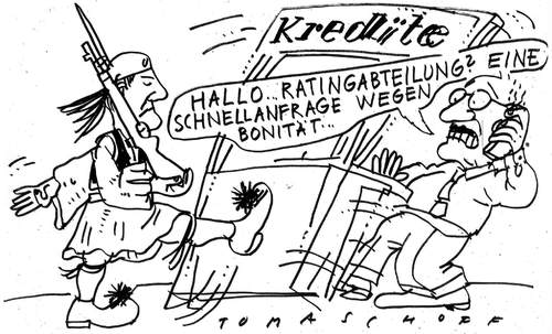 Cartoon: Bonität (medium) by Jan Tomaschoff tagged bonität,ratingagenturen,griechenland