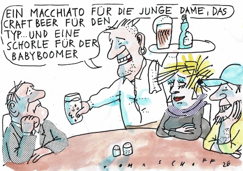 Cartoon: Boomer (medium) by Jan Tomaschoff tagged generationen,babyboomer,generationen,babyboomer