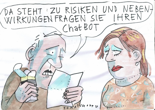 Cartoon: Bot (medium) by Jan Tomaschoff tagged ki,gesundheit,arzt,kontakt,nähe,ki,gesundheit,arzt,kontakt,nähe