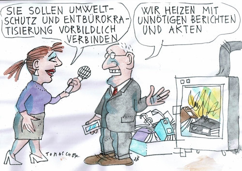 Cartoon: Bürokratie (medium) by Jan Tomaschoff tagged umwelt,heizung,bürokratie,umwelt,heizung,bürokratie