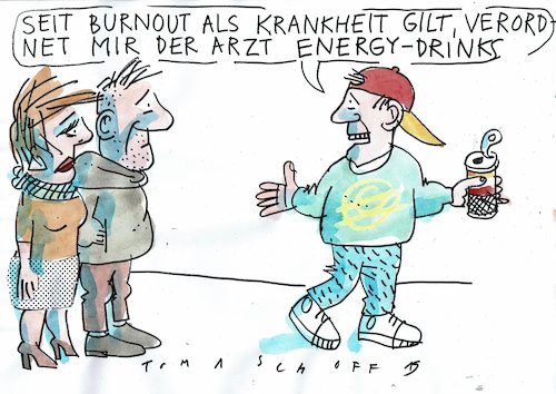 Cartoon: Burnout (medium) by Jan Tomaschoff tagged krankhgeit,erschöpfung,burnout,krankhgeit,erschöpfung,burnout