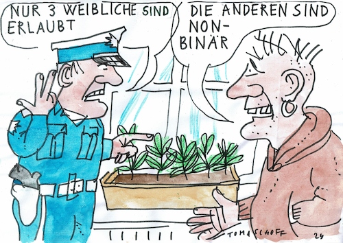 Cartoon: Cannabis (medium) by Jan Tomaschoff tagged cannabis,pflanzen,gesetz,cannabis,pflanzen,gesetz