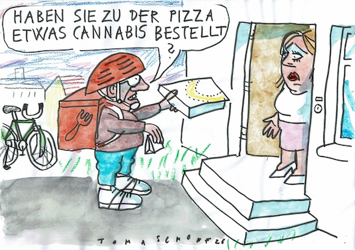 Cartoon: Cannabis (medium) by Jan Tomaschoff tagged cannabis,lieferdienst,cannabis,lieferdienst