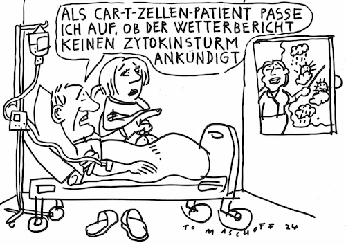 Cartoon: CAR T Zellen (medium) by Jan Tomaschoff tagged onkologie,immunsystem,car,zellen,zytokin,onkologie,immunsystem,car,zellen,zytokin