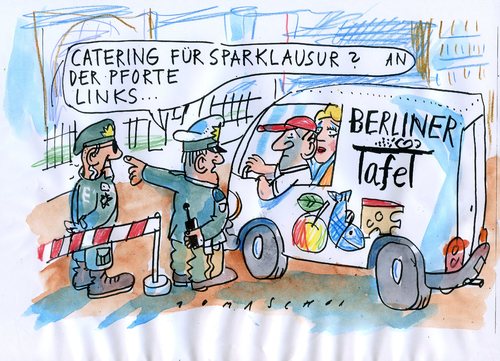 Cartoon: catering (medium) by Jan Tomaschoff tagged catering,sparen,catering,sparen,sparklausur
