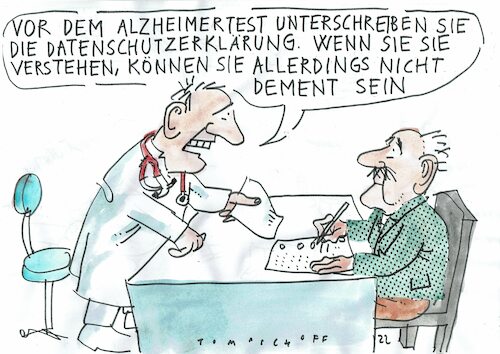 Cartoon: Demenz (medium) by Jan Tomaschoff tagged datenschutz,demenz,juristendeutsch,datenschutz,demenz,juristendeutsch