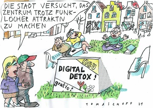 Cartoon: Detox (medium) by Jan Tomaschoff tagged funkloch,digitales,innenstadt,funkloch,digitales,innenstadt
