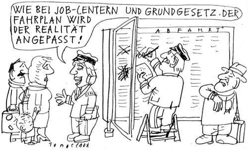 Cartoon: Deutsche Bahn (medium) by Jan Tomaschoff tagged db,deutsche,bahn,jobcenter,grundgesetzt,hartz4