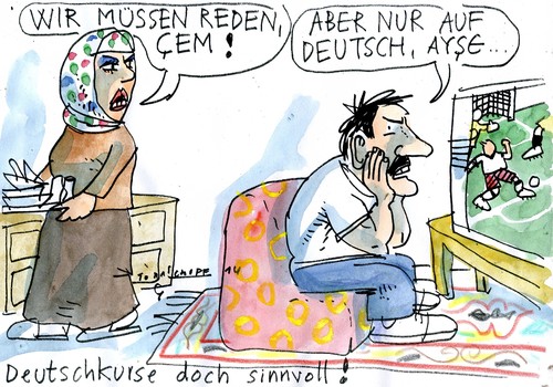 Cartoon: Deutschkurse (medium) by Jan Tomaschoff tagged migration,deutschkurse,migration,deutschkurse
