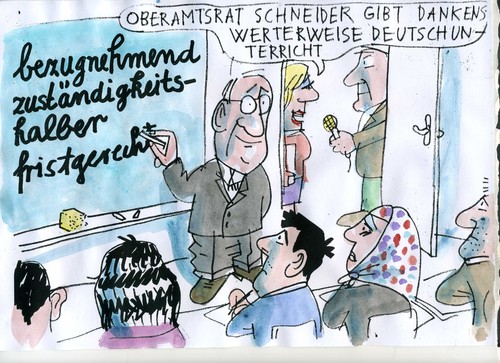Cartoon: Deutschunterricht (medium) by Jan Tomaschoff tagged sprache,bürokratie,sprache,bürokratie
