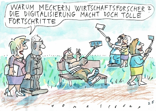 Cartoon: Digitalisierung (medium) by Jan Tomaschoff tagged digital,selfie,handy,digital,selfie,handy