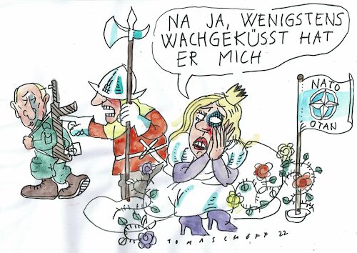 Cartoon: Dornröschenschlaf (medium) by Jan Tomaschoff tagged ukraine,krieg,russland,nato,ukraine,krieg,russland,nato