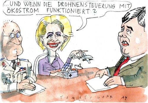 Cartoon: Drohne (medium) by Jan Tomaschoff tagged rüstung,gutmenschentum,rüstung,gutmenschentum