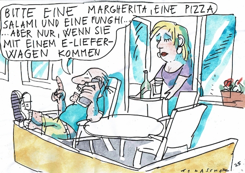 Cartoon: eAuto (medium) by Jan Tomaschoff tagged konsum,umwelt,energie,eauto,konsum,umwelt,energie,eauto