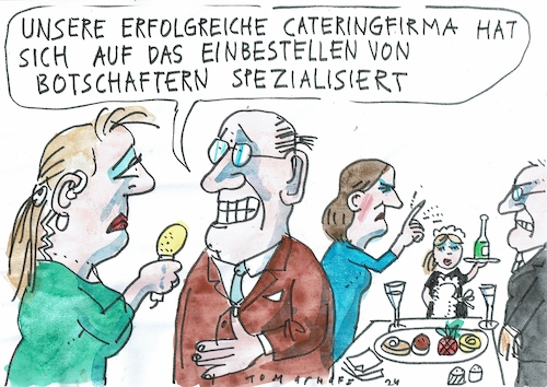 Cartoon: Einbestellung (medium) by Jan Tomaschoff tagged politiker,diplomaten,politiker,diplomaten