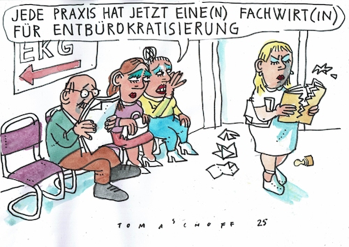 Cartoon: Entbürokratisierung (medium) by Jan Tomaschoff tagged gesundheit,arzt,praxis,bürokratie,gesundheit,arzt,praxis,bürokratie