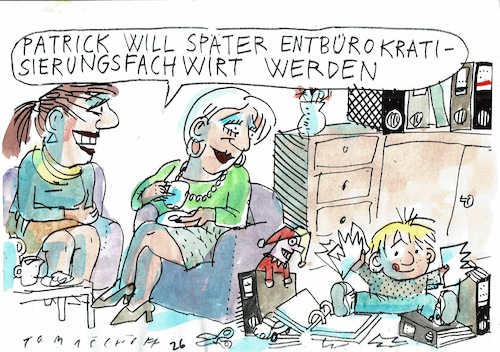 Cartoon: Entbürokratisierung (medium) by Jan Tomaschoff tagged bürokratie,wirtschaft,bürokratie,wirtschaft