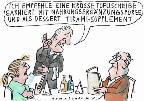 Cartoon: Ergänzung (medium) by Jan Tomaschoff tagged gesundheit,nahrung,supplement,gesundheit,nahrung,supplement