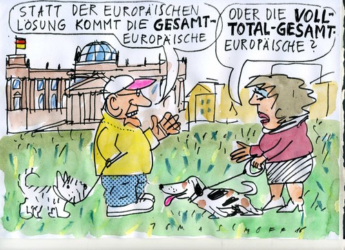 Cartoon: europäische Lösung (medium) by Jan Tomaschoff tagged flüchtlingskrise,flüchtlingskrise