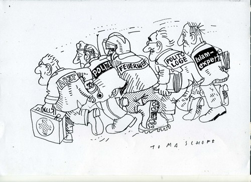 Cartoon: Experten (medium) by Jan Tomaschoff tagged terror,islamismus,gewalt,terror,islamismus,gewalt