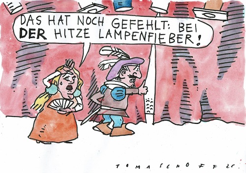 Cartoon: Fieber (medium) by Jan Tomaschoff tagged kölima,hitze,lampenfieber,kölima,hitze,lampenfieber