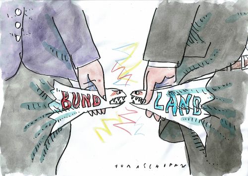 Cartoon: Finanzen (medium) by Jan Tomaschoff tagged corona,finanzen,schulden,bund,länder,corona,finanzen,schulden,bund,länder
