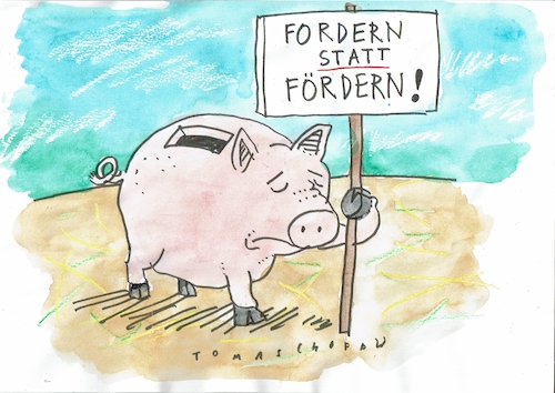 Cartoon: fordern (medium) by Jan Tomaschoff tagged geld,schulden,haushalt,sparen,geld,schulden,haushalt,sparen