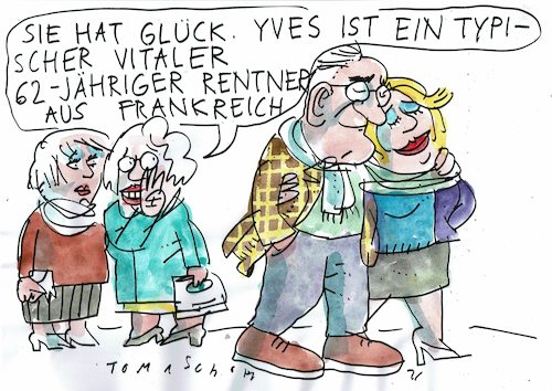 Cartoon: französischer Rentner (medium) by Jan Tomaschoff tagged renten,frankreich,macron,streik,renten,frankreich,macron,streik
