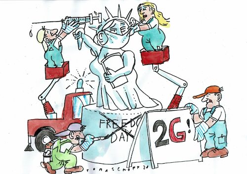 Cartoon: freedom day (medium) by Jan Tomaschoff tagged corona,pandemie,corona,pandemie