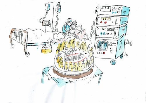 Cartoon: Geburtstag (medium) by Jan Tomaschoff tagged krankenhaus,zuwendung,pflege,krankenhaus,zuwendung,pflege