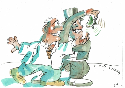 Cartoon: Gechenke (medium) by Jan Tomaschoff tagged politik,verprechen,geld,politik,verprechen,geld