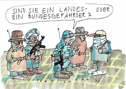 Cartoon: Gefährder (medium) by Jan Tomaschoff tagged gefahr,terror,föderalismus,gefahr,terror,föderalismus