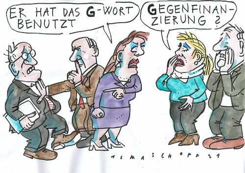 Cartoon: gegenfinanzierung (medium) by Jan Tomaschoff tagged politik,geld,steuern,schulden,politik,geld,steuern,schulden