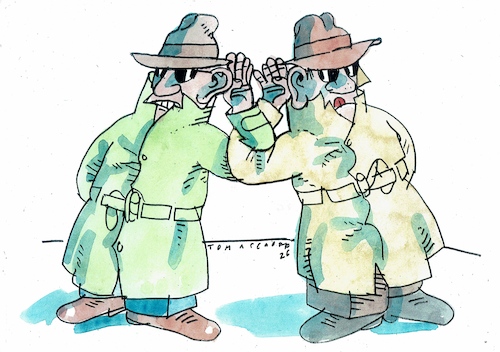 Cartoon: Geheim (medium) by Jan Tomaschoff tagged geheimdienst,agenten,geheimdienst,agenten