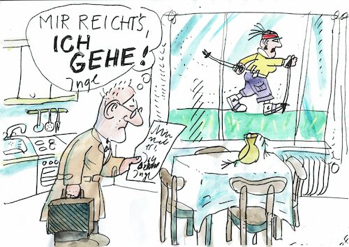 Cartoon: Gehen (medium) by Jan Tomaschoff tagged sport,walking,ehe,trennung,sport,walking,ehe,trennung