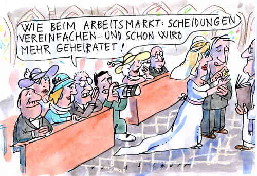 Cartoon: Gelockerter Kündigungsschutz (medium) by Jan Tomaschoff tagged kündigungsschutz,arbeitsmarkt,ehe,scheidung