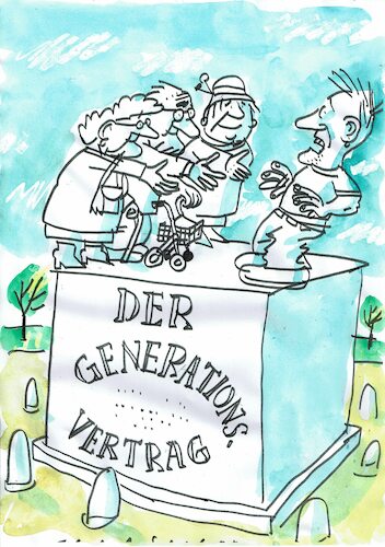 Cartoon: Generationenvertrag (medium) by Jan Tomaschoff tagged jugend,alter,demografie,jugend,alter,demografie