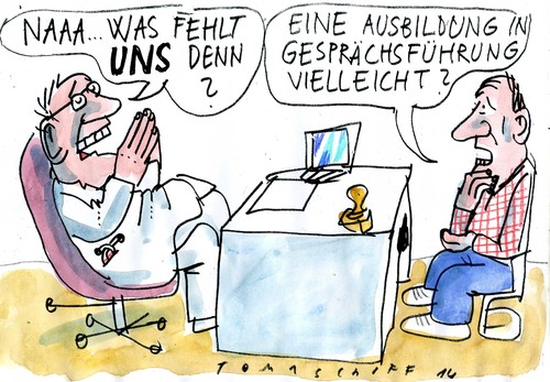 Cartoon: Gesprächsführung (medium) by Jan Tomaschoff tagged gesudheit,ärzte,gesudheit,ärzte