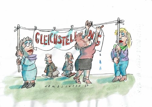 Cartoon: Gleichstellung (medium) by Jan Tomaschoff tagged gender,emanzipation,gender,emanzipation