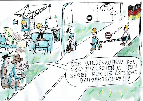 Cartoon: Grenze (medium) by Jan Tomaschoff tagged grenze,kontrollen,schengen,grenze,kontrollen,schengen