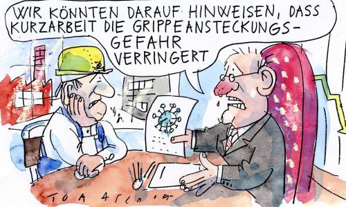 Cartoon: Grippe (medium) by Jan Tomaschoff tagged grippe,kurzarbeit,wirtschaftskrise