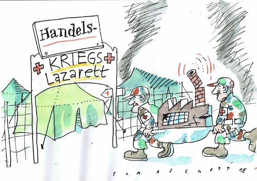 Cartoon: Handelskrieg (medium) by Jan Tomaschoff tagged zölle,trump,handelskrieg,zölle,trump,handelskrieg