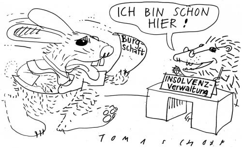 Cartoon: Hase und Igel (medium) by Jan Tomaschoff tagged wirtschaftskrise,insolvenzen,staatsbürgschaften,pleiten,opel