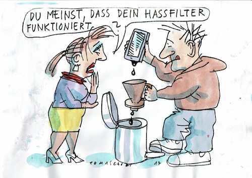 Cartoon: Hassfilter (medium) by Jan Tomaschoff tagged internet,hass,internet,hass
