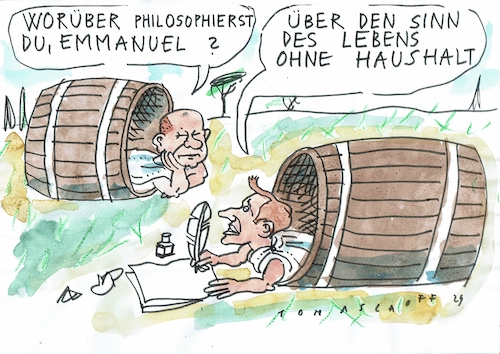 Cartoon: Haushalt (medium) by Jan Tomaschoff tagged macron,scholz,haushalt,finanzen,macron,scholz,haushalt,finanzen