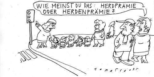 Cartoon: Herdprämie (medium) by Jan Tomaschoff tagged herdprämie