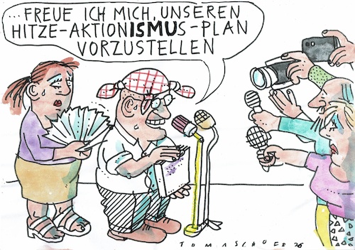 Cartoon: Hitze (medium) by Jan Tomaschoff tagged klima,wetter,hitze,politiker,klima,wetter,hitze,politiker